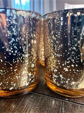 40- Mercury Glass Amber 2-Inch  Votive Candle Holder Set